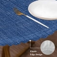 thumbnail image 3 of Navy Blue Round Tablecloth, Fitted Table Cover with Elastic for 55"-60" Round Tables, Vintage Country Monochrome Farmhouse Table Cloth Outdoor Indoor Dinning Party Waterproof Tablecloths, 3 of 7