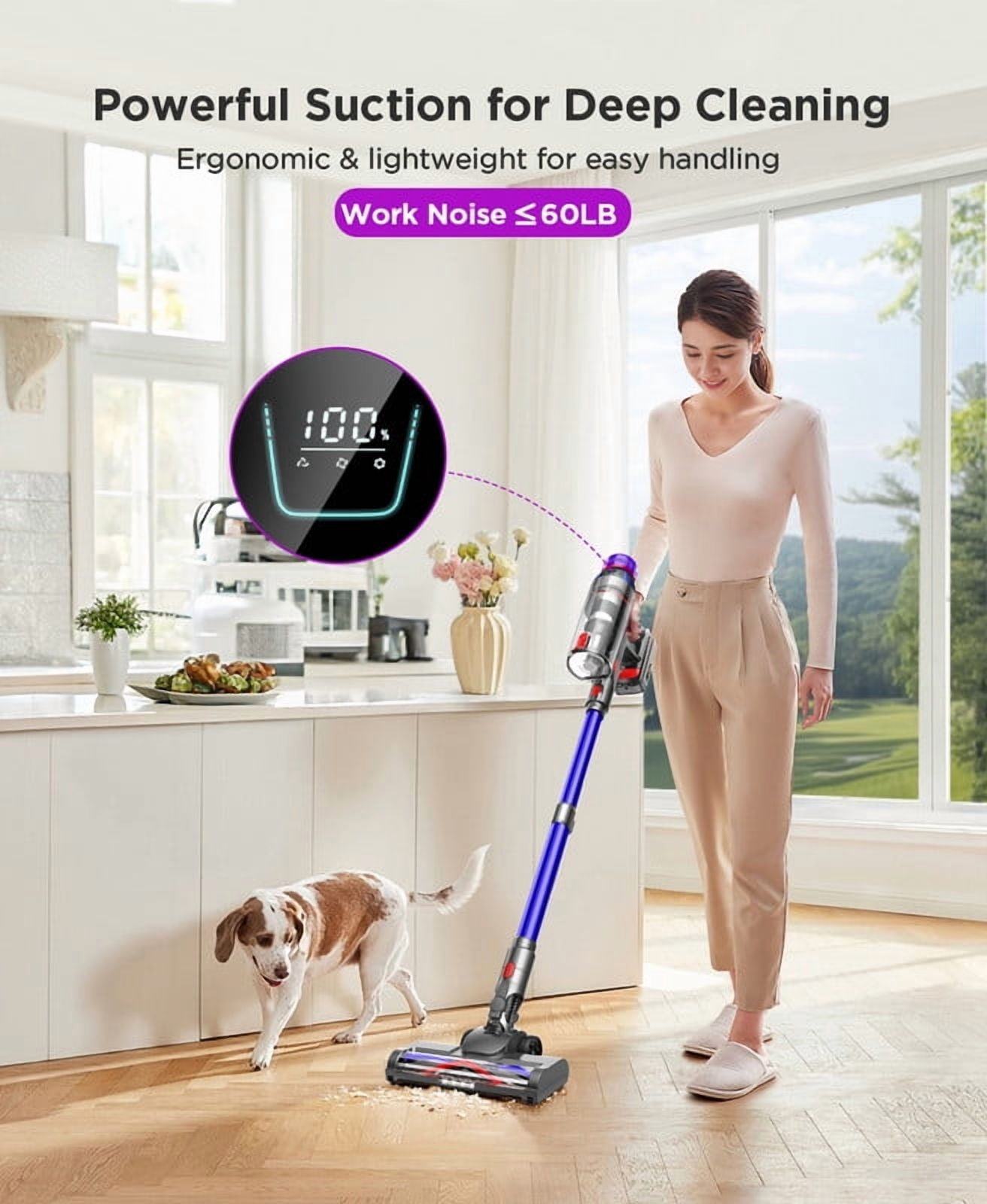 Hosaud Cordless Stick Vacuum Cleaner - 45000pa 550W 55mins 2600mAh Battery Lightweight Vacuum for Carpet Home Pet Hair Hard Floor