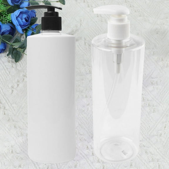 HEMOTON White Plastic Shampoo Bottle with Pump Dispenser for Storage Reusable Eco friendly 500ml