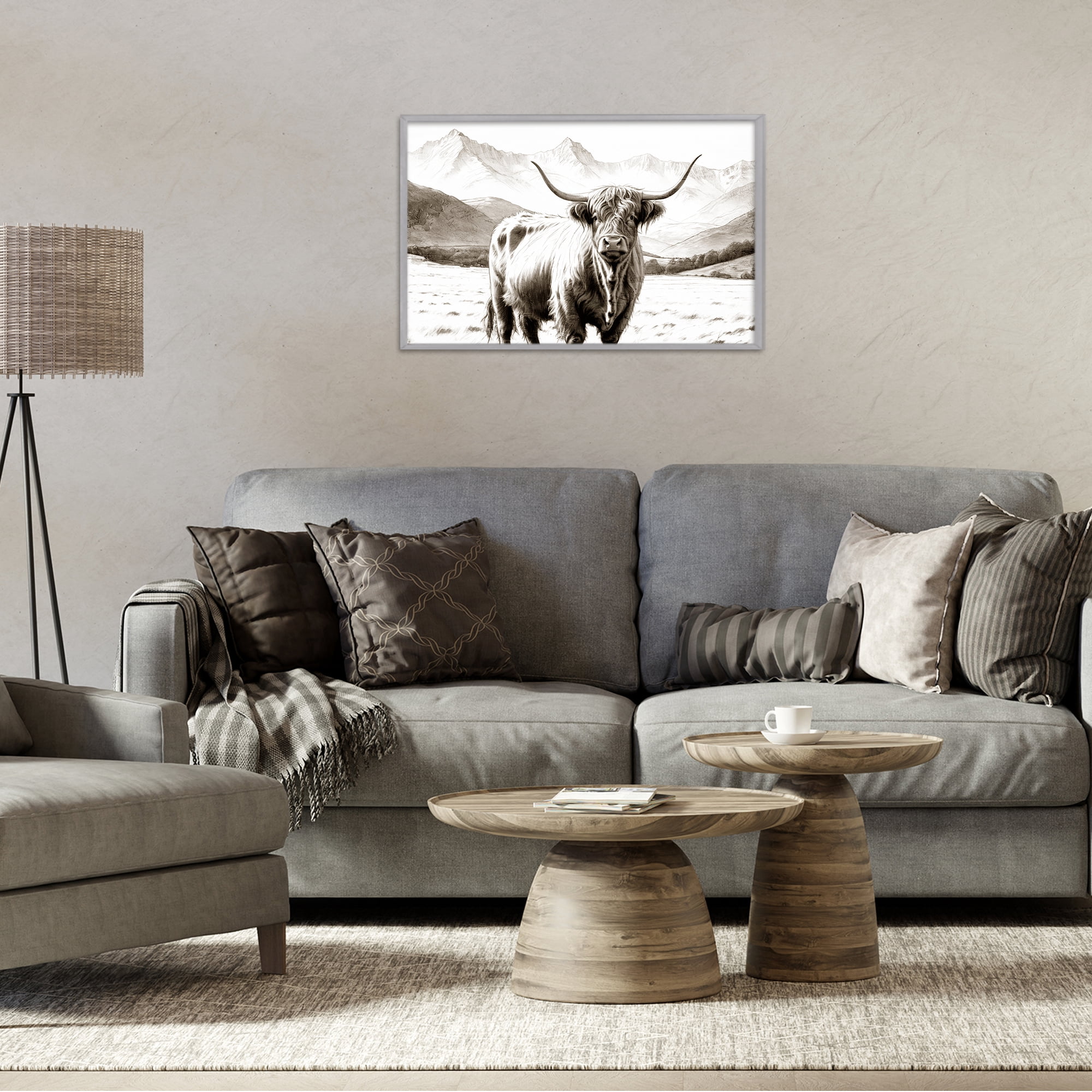 Stupell Industries Highland Sepia Sketch Gray Framed Giclee Art, design by Kim Allen