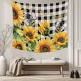 thumbnail image 5 of Sunflower Bee Tapestry for Bedroom Wall Hanging Tapestry, Black Buffalo Plaid Botanical Leaf Floral Ceiling Backdrop Tapestries Poster Blanket Wall Decor for Teens Room Living Room Dorm 59" x 90", 5 of 8