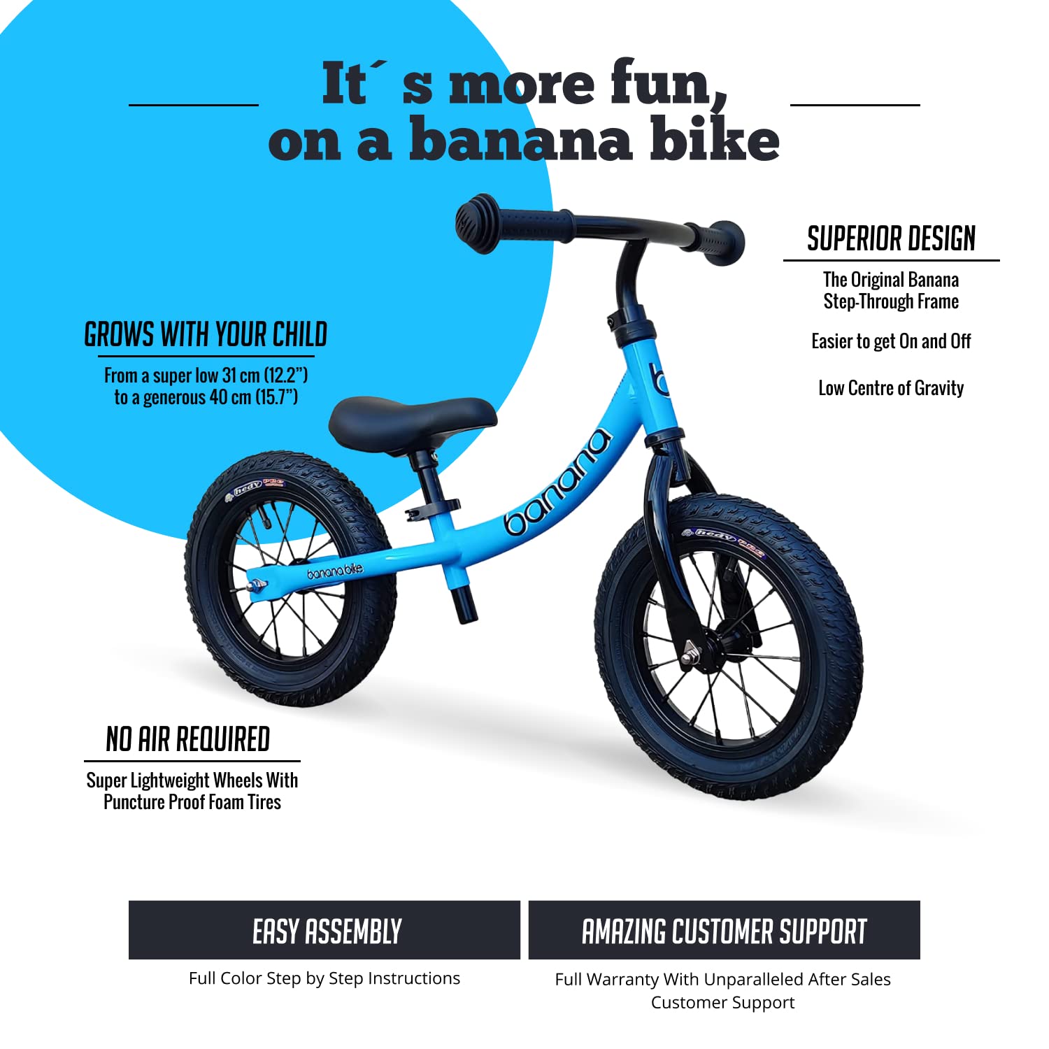 Banana Bike GT Balance Bike 12" Blue photo 4