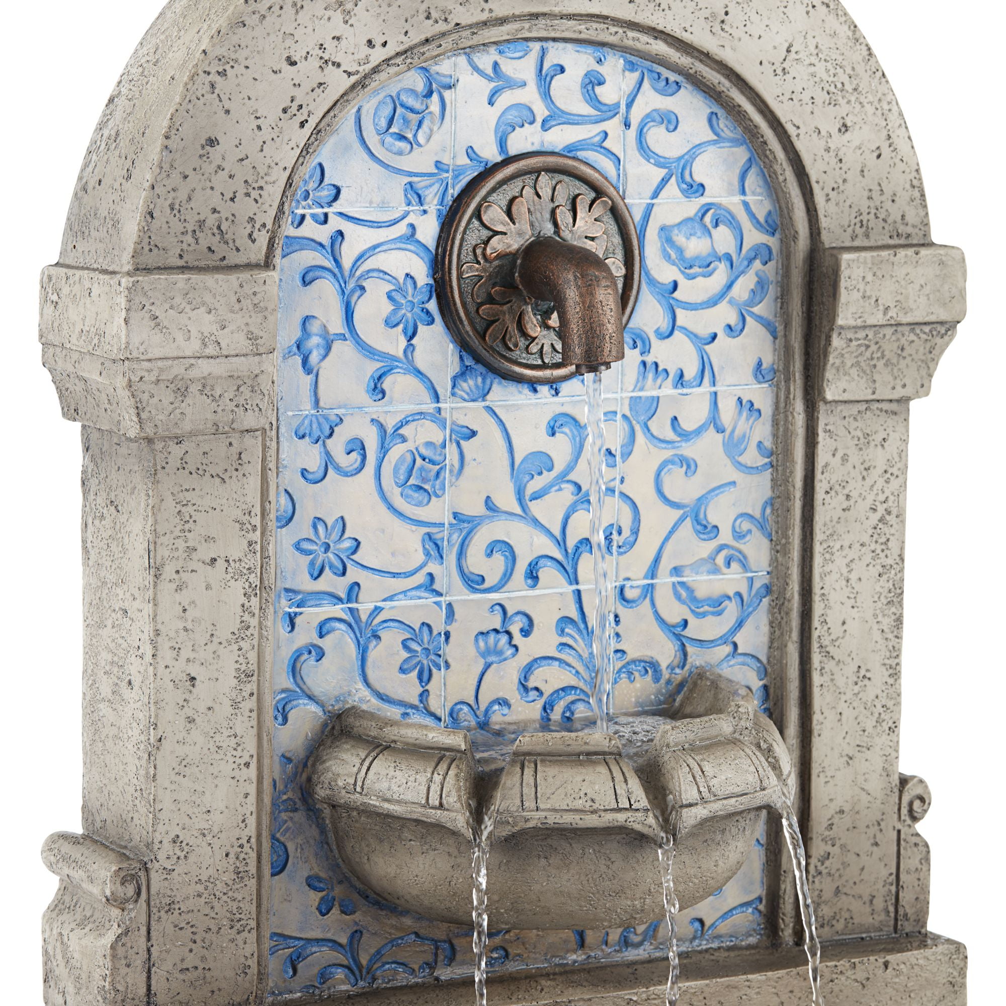 Manhasset 30 1/4" High Large Italian Outdoor Decor Blue Faux Stone Floor Fountain Waterfall Outside Garden Patio