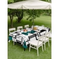 thumbnail image 4 of Outdoor Tablecloths with Umbrella Hole & Zipper, Green Geometric Rectangle Tablecloth 60x120 Inch, Modern Black Grey Abstract Motifs Waterproof Table Cloth, Patio/Pool/Picnic Table Covers, 4 of 8