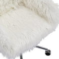 thumbnail image 2 of Seizeen Modern Vanity Chair, White Faux Fur Desk Chair, Cute Fluffy Upholstered Vanity Chair, Height Adjustable Office Chair, Home Swivel Accent Chair with Wheels, for Living Room, Bedroom, 2 of 7