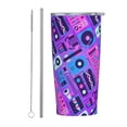 thumbnail image 2 of Music Party Audio Neon Night Stainless Steel Tumbler with Lid and Straw 20oz Vacuum Insulated Travel Mug for Hot & Cold Drinks Coffee Wine Water Cup, 2 of 7