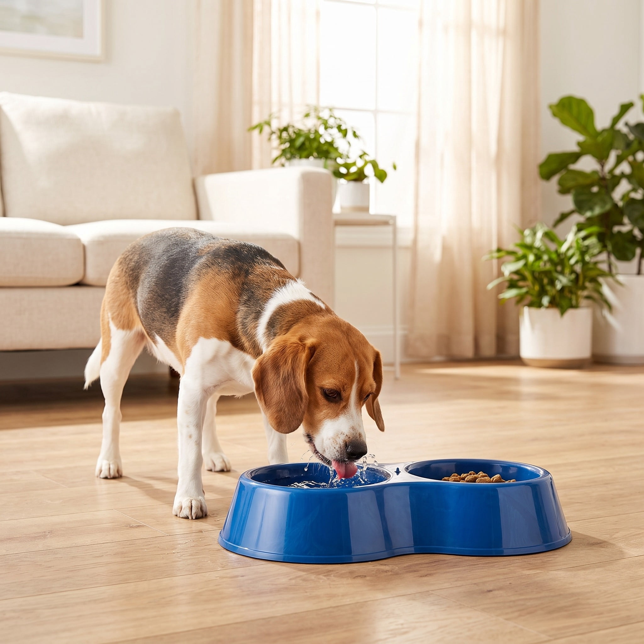 Vibrant Life Medium 6.25-Cup Double Diner Pet Bowl, Blue