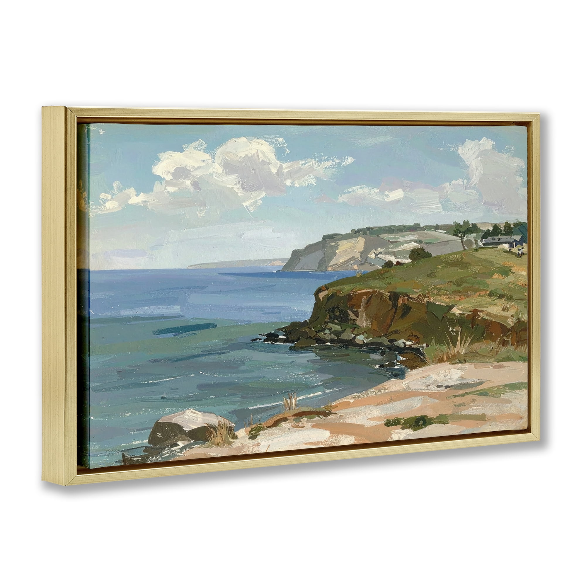 Stupell Industries Along The Shore Scenery Gold Framed Floater Canvas Wall Art, design by Alonza Saunders