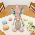 thumbnail image 4 of Free Express Easter Bunny Ear Plush Gnome Figurines Handcrafted Spring Decor with Knit Hat Floral Ears for Home Tabletop Mantel Decorations, 4 of 6