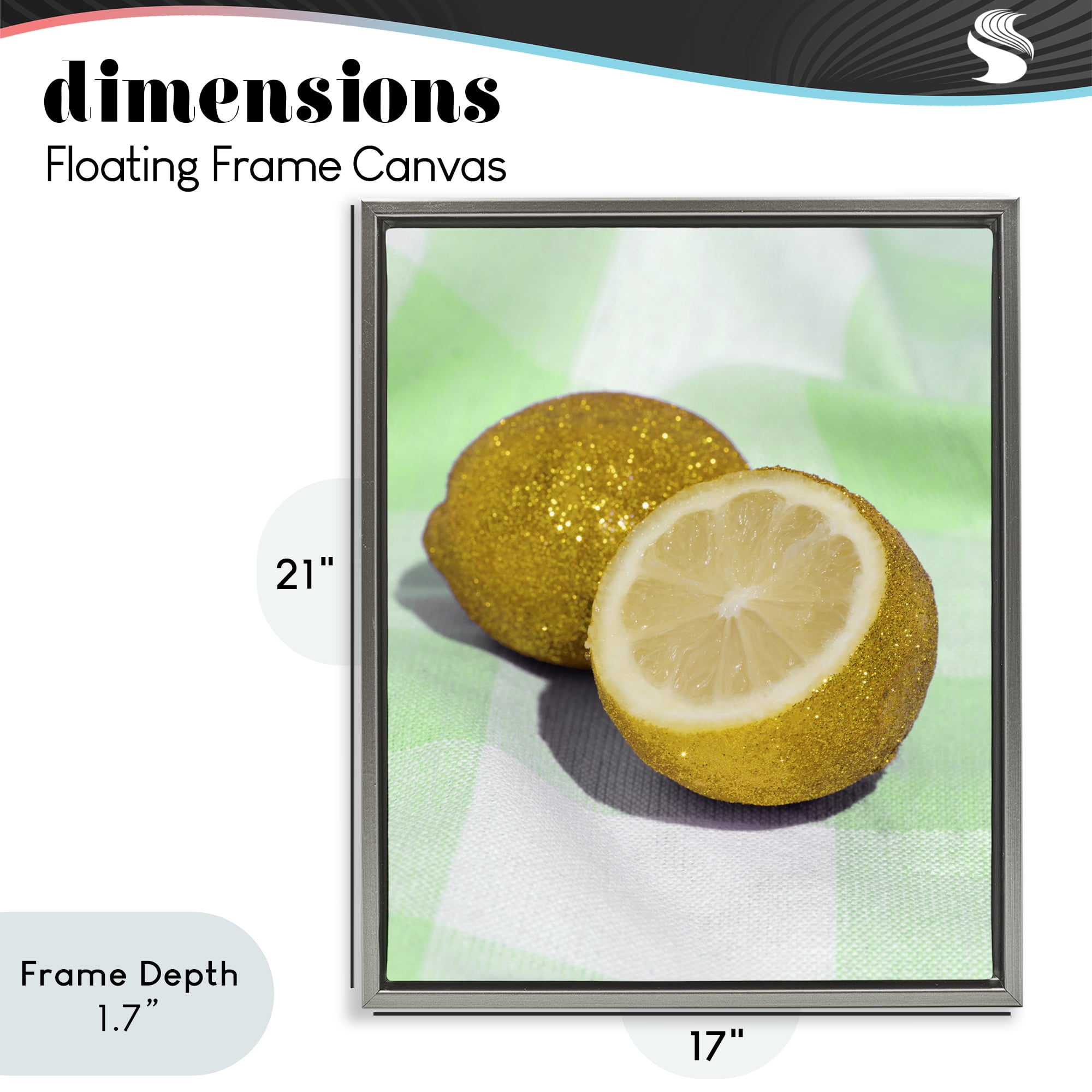 Stupell Industries Glimmer Lemon on Green Gray Framed Floater Canvas Wall Art, design by LISH Creative