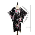 thumbnail image 4 of Asian Home Flower Peacock Satin Silk Kimono Dress, Nightgown, Dressing Gown (Black), 4 of 4