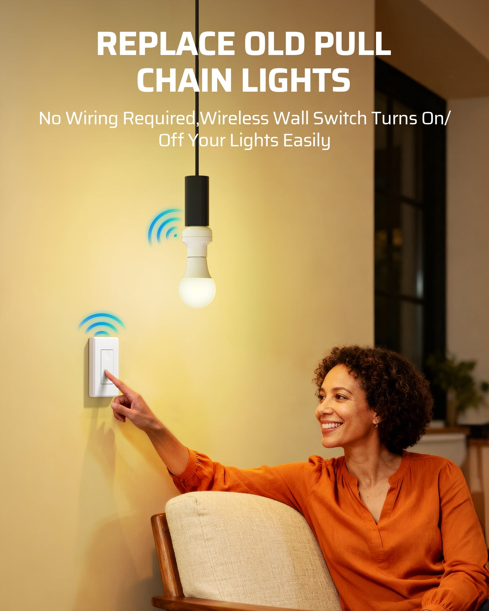 DEWENWILS Remote Control Lamp Bulb Socket E26 E27 Bulb Base for Festival Pull Chain Light Fixture, No Wiring, ETL Listed