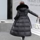 thumbnail image 1 of Chaqueta de invierno de algodón acolchado de corte entallado con cinturón y cuello de lana, chaqueta fina, abrigo de plumón, chaqueta de algodón acolchado de lana por encima de la rodilla, 1 of 6