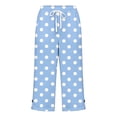 thumbnail image 5 of Hilenly Cotton Capri Pants for Women Loose Fit Casual Straight Leg Drawstring Elastic Waist Cropped Pant Summer Polka Dot Pants, 5 of 6