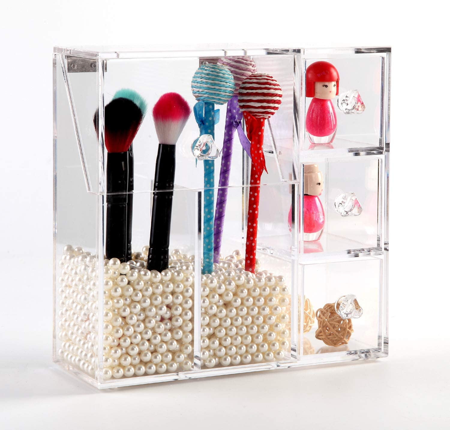 ABO Gear Acrylic Makeup Organizer With 2 Make Up Brush Holders and 3