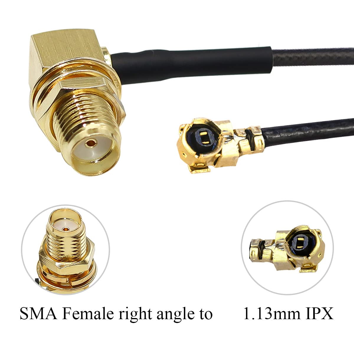 USA-CA RG174 SMA MALE ANGLE to F MALE ANGLE Coaxial RF Pigtail Cable 