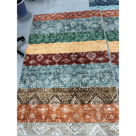 Yesfashion Carpets Area Rugs Washable 1150Gsm Pearl Velvet 360 Washed Back Folded Printed Carpet-Modern-Colorful red 2*6ft