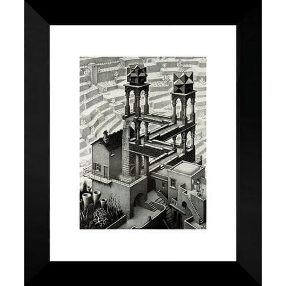 FrameToWall - The Waterfall 20x24 Framed Art Print by M.C. Escher