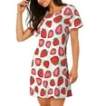 thumbnail image 2 of Rateoe Hand Drawn Strawberry Print Women’s Nightdress – Cozy Cotton Short-sleeved Sleep Shirt, Loose-Fit Sleepwear, Perfect for Relaxing and Sleeping, 2 of 6