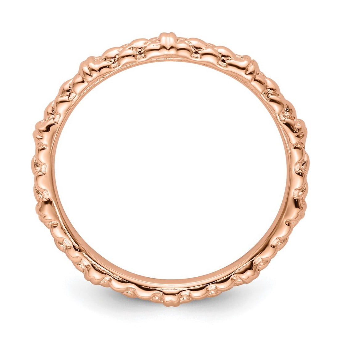 925 Sterling Silver Polished Patterned Stackable Pink Plated Cable Ring Size 7 Stackable Ring for Women