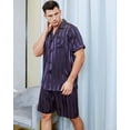 thumbnail image 3 of LONXU Men's Pajamas Short Sleeve Silk Satin Luxury Drawstring Nightwear Sets S - XXXXL, 3 of 4