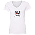 thumbnail image 2 of God Loves All Lives Ladies V Neck Shirt, 2 of 3
