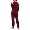 thumbnail image 4 of MINTREUS Womens Pajama Set Long Sleeve Sleepwear Nightwear Soft Pjs Lounge Sets With Pockets, 4 of 8