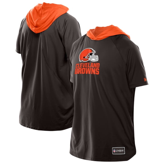 Men's New Era Brown Cleveland Browns Combine Authentic Hooded Raglan Short-Sleeve T-Shirt