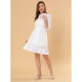 thumbnail image 4 of INSPIRE CHIC Women's Ruffle Hem 3/4 Sleeve Smocked a-Line Dress, 4 of 6