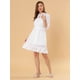 thumbnail image 4 of Vestido Corto De Gasa Con Dobladillo Con Volantes Y Manga 3/4 Para Mujer Blanco XS Allegra K, 4 of 6