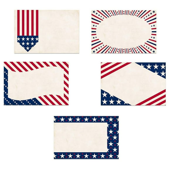 Patriotic Postcards / 100 Red White And Blue Election Postcards / 5 American Military Stars And Stripes Mailer Designs / 4" x 6" USA Voting Reminder Cards