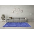 thumbnail image 3 of Ahgly Company Machine Washable Indoor Square Abstract Blue Contemporary Area Rugs, 4' Square, 3 of 4