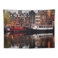 thumbnail image 5 of ONETECH  Tapestry Wall Hanging Blue Evening Amsterdam Canal Amstel Typical Dutch Houses Parks Architecture Beautiful Hour Boat Wall Art for Living Room Bedroom Home Decor, 5 of 7