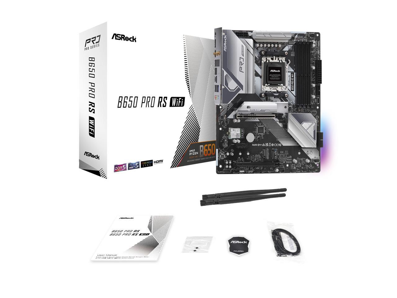 ASRock B650 Pro RS WiFi AM5 AMD B650 SATA 6Gb/s ATX Motherboard