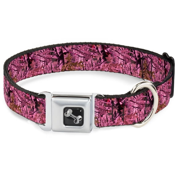 Buckle-Down Pet Collar, Dog Collar Metal Seatbelt Buckle, Hunting Camo Pinks, 9.5 to 13 Inches 1.0 Inch Wide