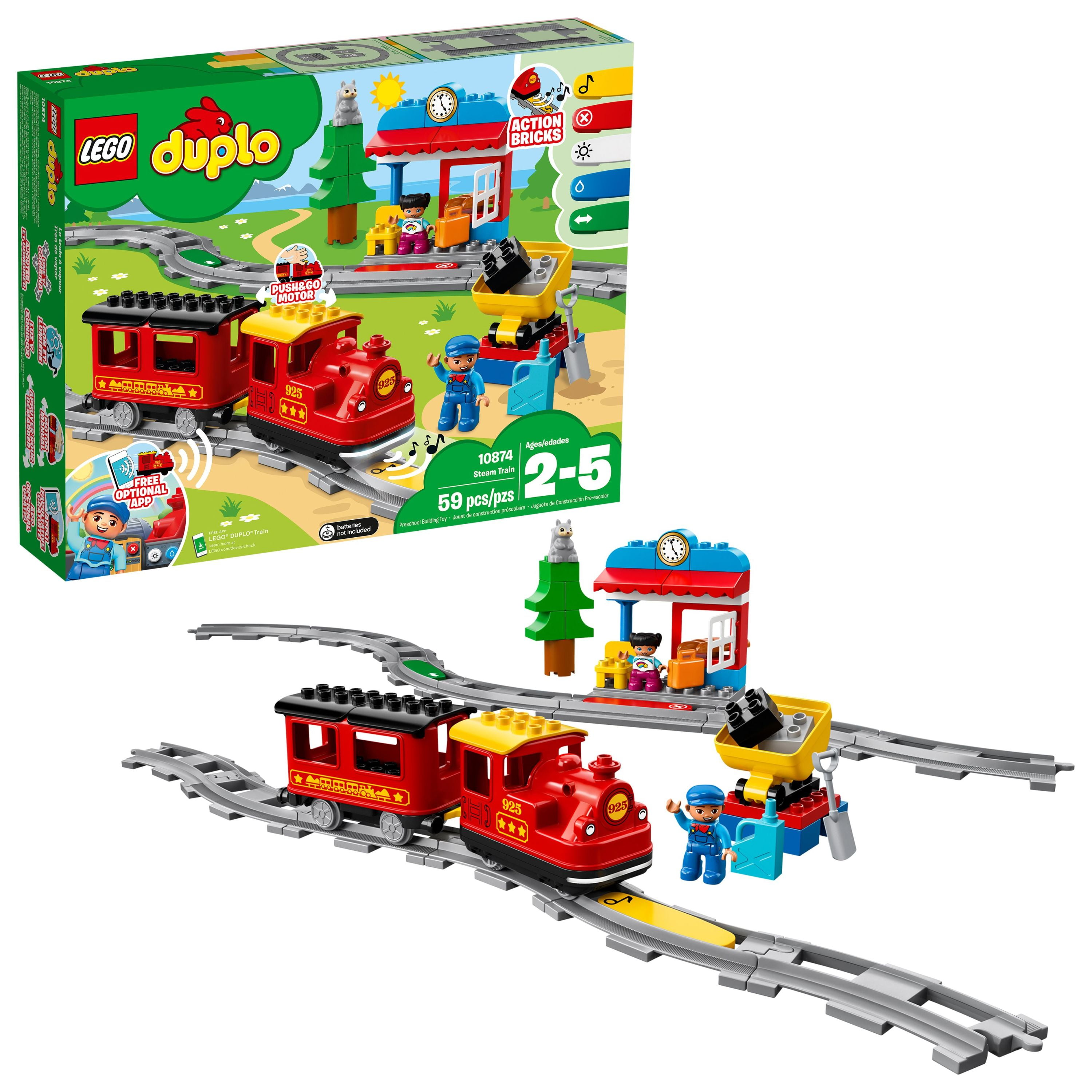 LEGO DUPLO Town Train 10874, Toys for Toddlers, Boys and Girls 2 - 5 Years Old with Light & Sound, Push & Go Battery Powered Set with RC Function, Gift Idea Walmart.com