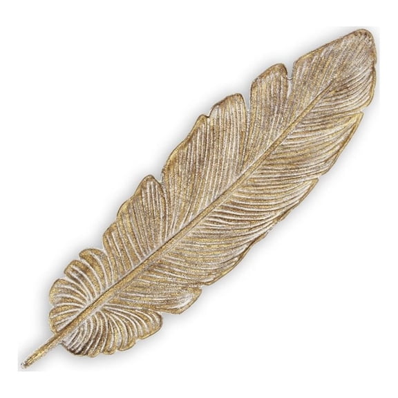 Cheungs 5171 Cast Iron Feather Table Decor, Gold