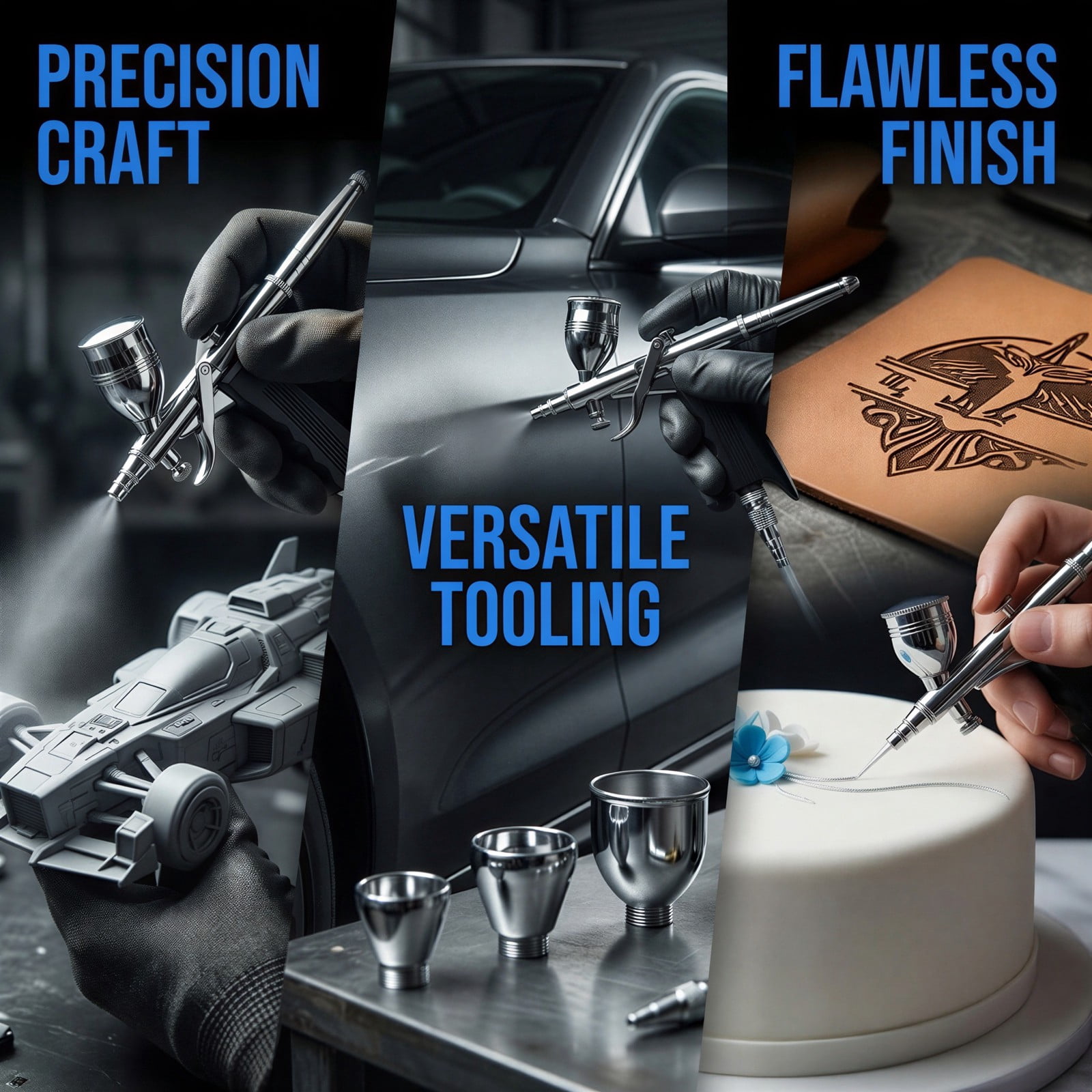 Airbrush Kit with 0.5mm Nozzle, Pen-Style Airbrush for Uniform Painting, Adjustable Air Pressure, Includes 2/5/13 cc Cups, Copper ABS Material for Models, Baking, Automotive, Leather Repair