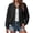 Black, variant on Women's Cable Textured Bomber Jacket Lightweight Long Sleeve Full Zip Ribbed Cuff Casual Loose Outerwear Coat with Pockets,L