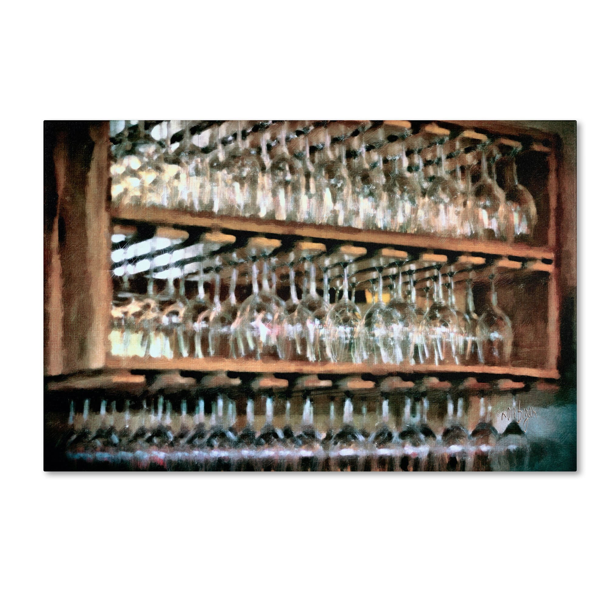 Trademark Fine Art "Drinks on the House in Salmon and Turquoise" Canvas Art by Lois Bryan