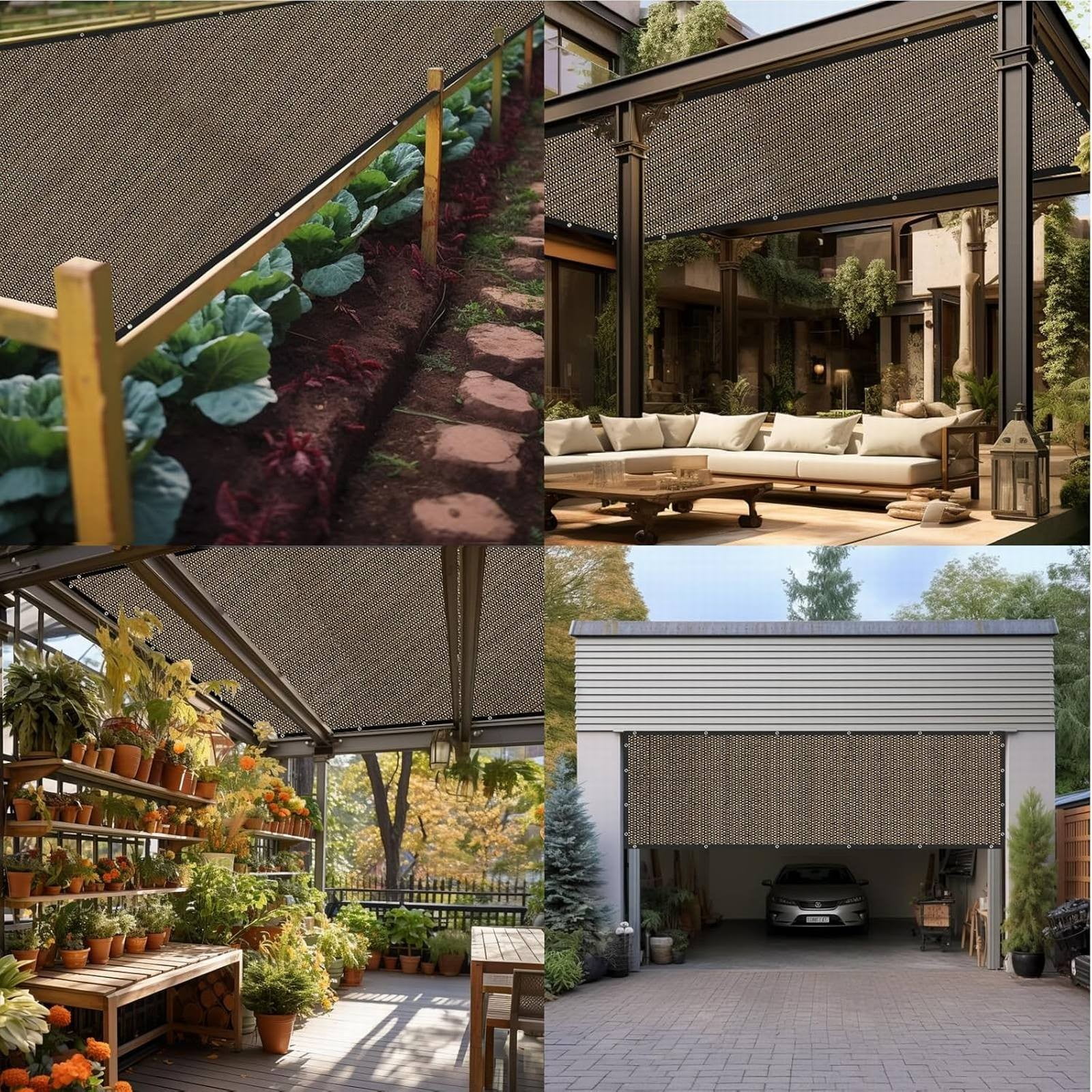 EZPXFCI Artpuch 90% Sun Shade Cloth, 6 x 10 FT Pergola Shade Cover Canopy with Grommets, Sun Screen Fabric Tarp for Patio, Outdoor, Garden, Backyard, Mocha