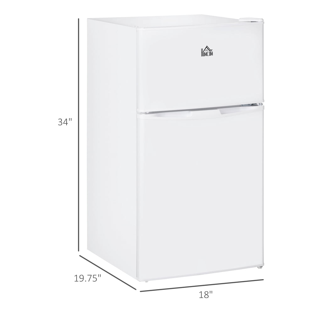 3.2 Cu.Ft Compact Refrigerator with Freezer, 2-Door Mini Fridge with Adjustable Thermostat, Reversible Door for Dorm, Office, Apartment