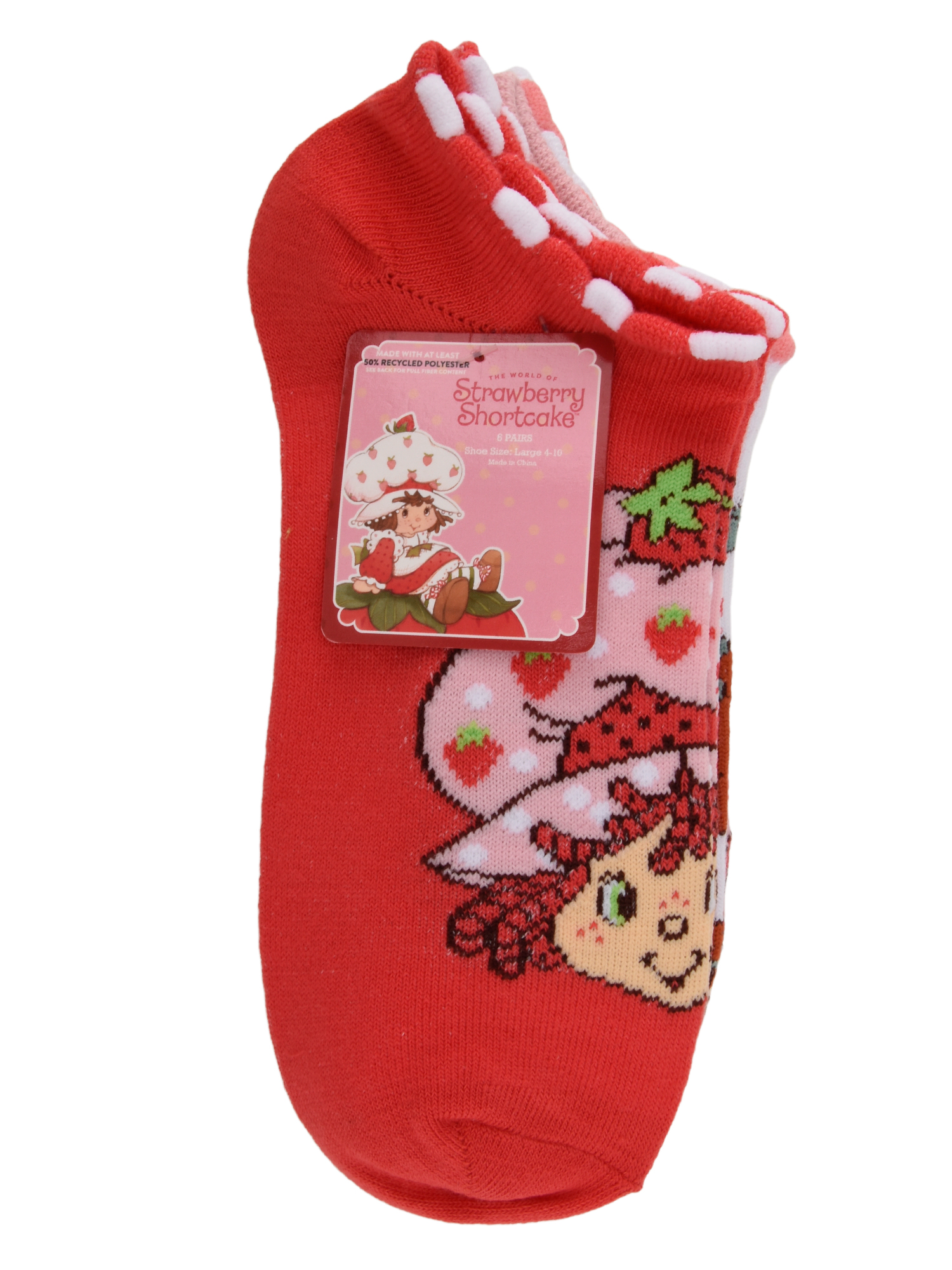Strawberry Shortcake Girls No-Show Socks, 6-pack, Sizes S-L