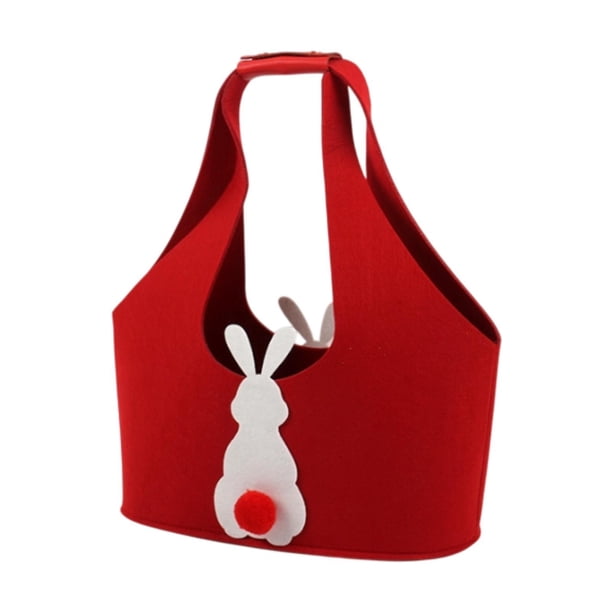Bolsa de pascua de Pascua con mango, cesta de huevo reutilizable, bolsa de huevo de Pascua para envoltura de regalos, suministros de fiesta de Pascua Rojo