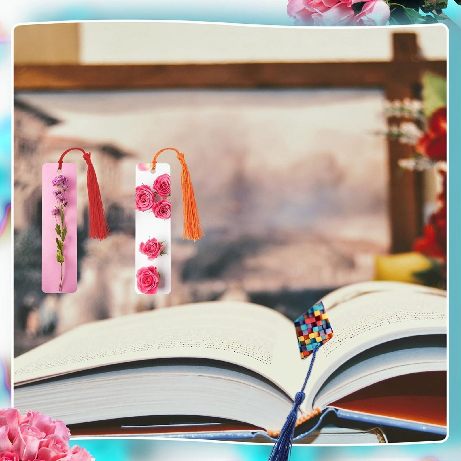 50 Sets Sublimation Blank Bookmarks, DIY Blank Aluminum Metal Bookmarks with Clear Bookmark Sleeves Tassels