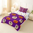 thumbnail image 2 of Feelyou Cute Pumpkin Twin Comforter Sets, Cartoon Witch Cat Bedding Set, Purple Orange, Halloween Reversible, 2pcs, 1 Comforter and 1 Pillowcase, 2 of 7
