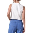 thumbnail image 3 of CHAQUETA DE JEAN SIN MANGAS PARA MUJER INSPIRADA CHIC, CON ESCOTE EN V Y BOTONES, VESTIDO DE DENIM CORTO S BLANCO, 3 of 6