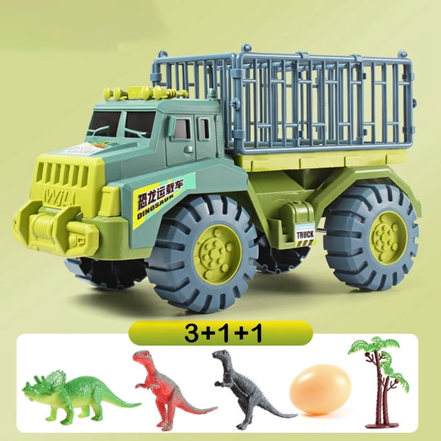 Camión de juguetes de dinosaurios perfke Camión dinosaurio 3 piezas Amarillo