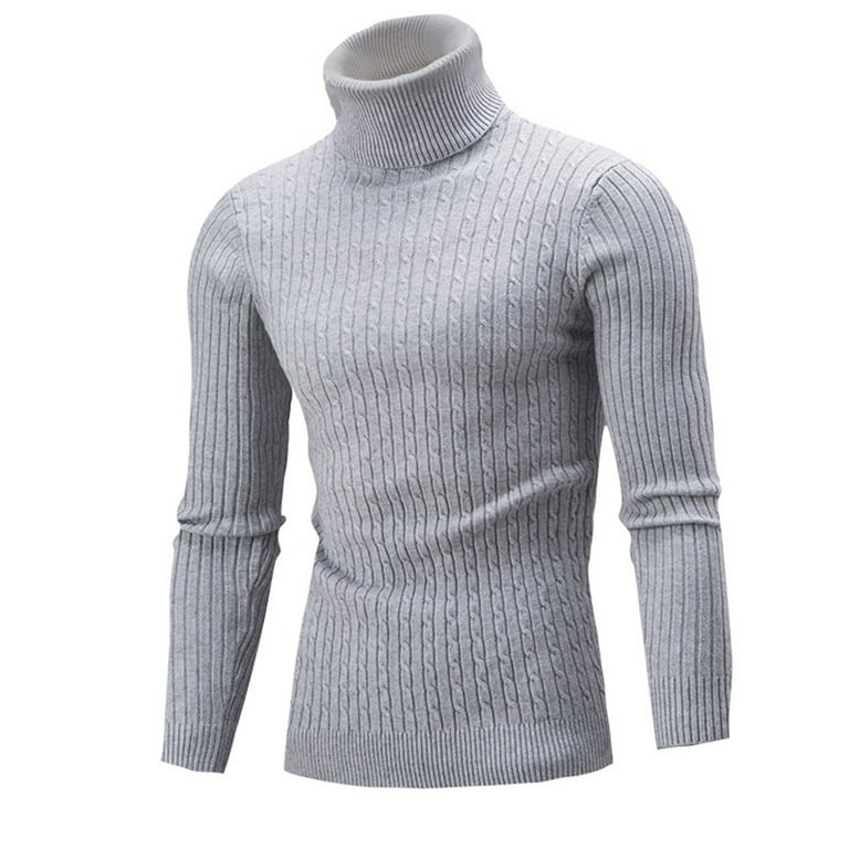 Men Sweaters Winter Knitted Turtleneck Collared Slim Fit Lightweight Soft Fitted Pullover Sweater Walmart