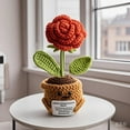 thumbnail image 4 of Emotional Support Crochet Flowers with Positive Card, Handmade Positive Crochet Potted Cheerful Present for Office Desk Decor, Living Room Car Decor(Red), 4 of 4